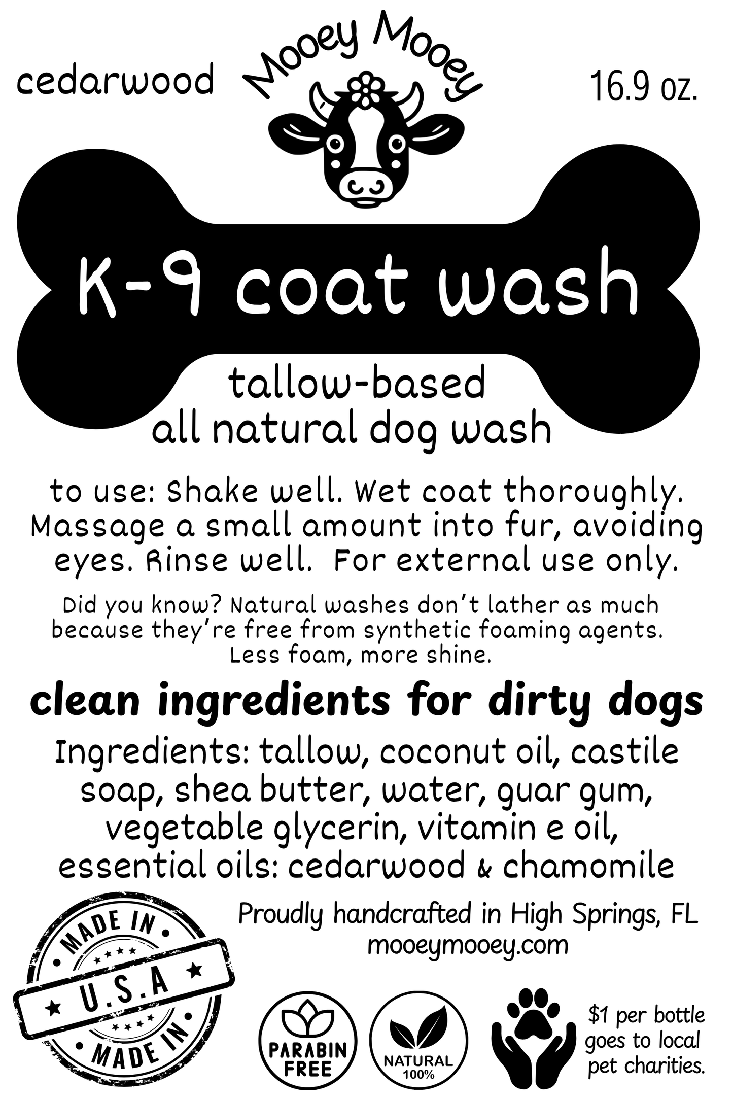 K-9 Coat Wash | Nourishing Tallow Dog Shampoo – Lavender & Chamomile or Cedarwood