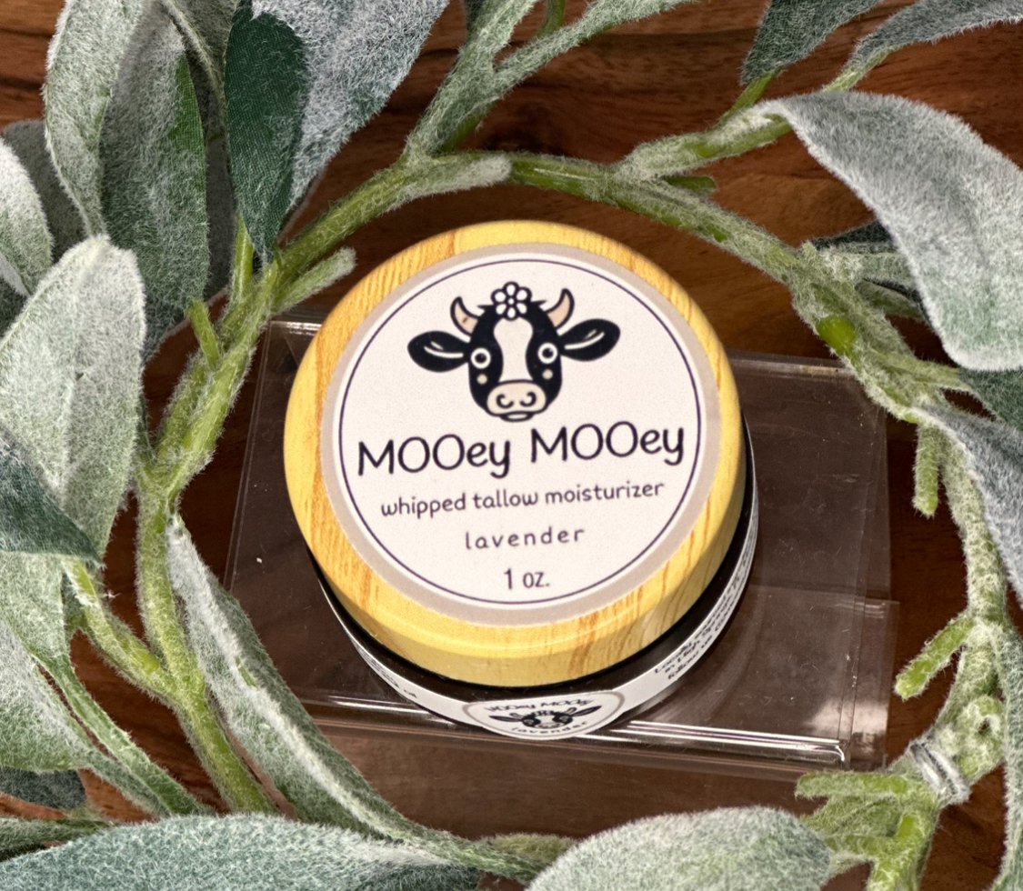 Lavender-infused grass-fed tallow cream for dry sensitive skin - artisan whipped balm made in America