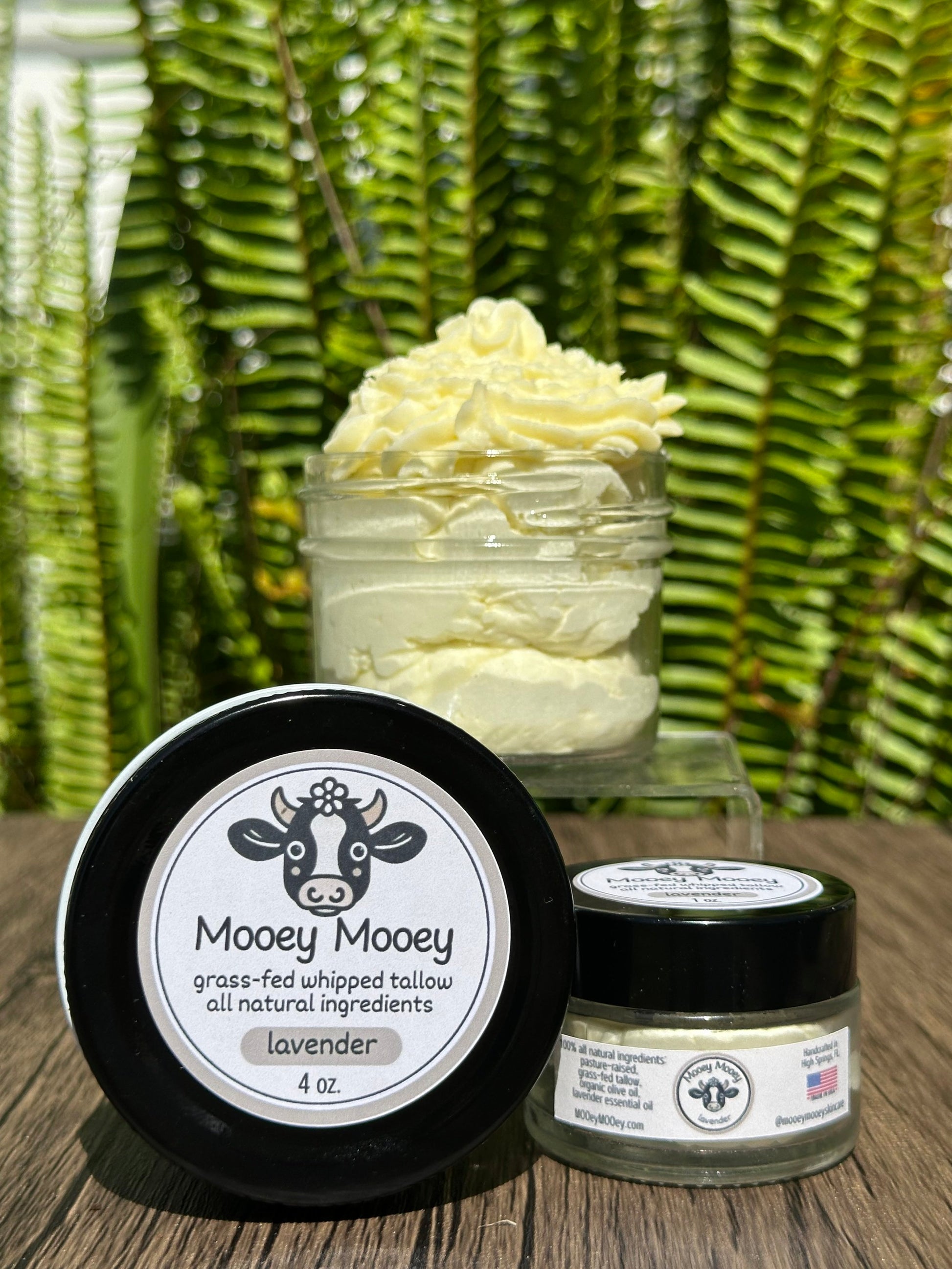Sweet Dreams lavender whipped tallow balm in glass jar - grass-fed natural skincare moisturizer handmade in USA
